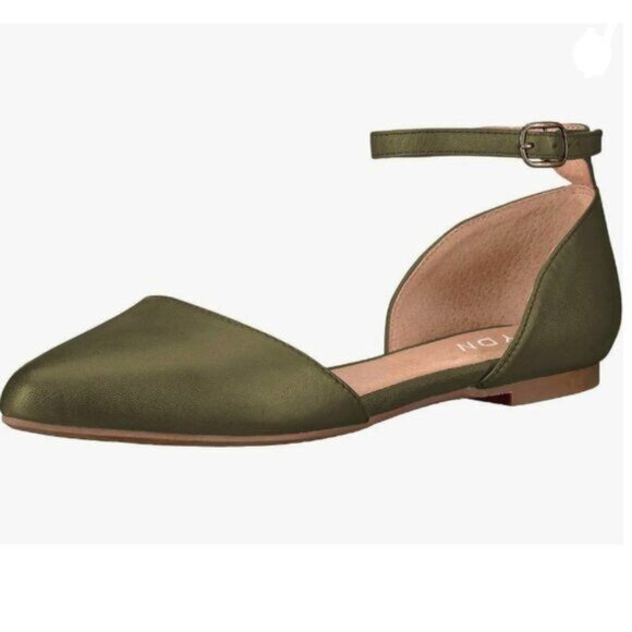 YDN Shoes - YDN Olive Ankle Strap D'Orsay Pointed Toe Ballet Flats  Slip-on Walking Shoes